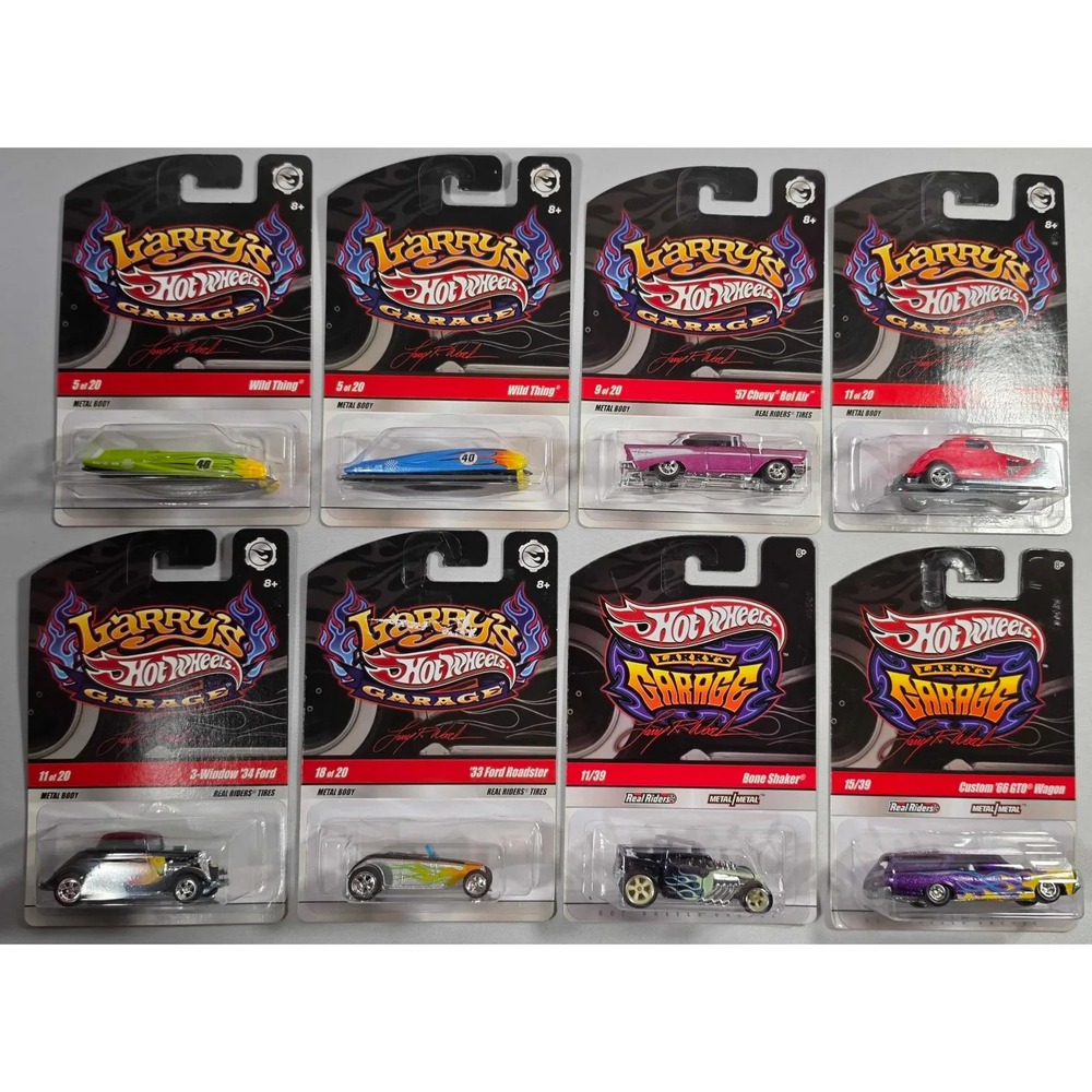 Hot Wheels Larry's Garage Real Riders Metal/Metal Diecast 1:64 8Car Lot